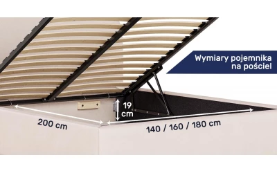 Łóżko Sirius wymiary pojemnika na pościel