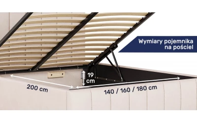 Łóżko tapicerowane Orion wymiary pojemnika na pościel