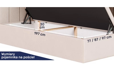 Łóżko młodzieżowe Aurora wymiary pojemnika na pościel