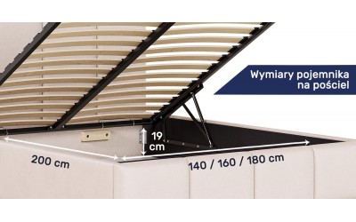 Łóżko do sypialni Lyra wymiary pojemnika na pościel