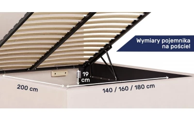Łóżko tapicerowane Altair wymiary pojemnika na pościel