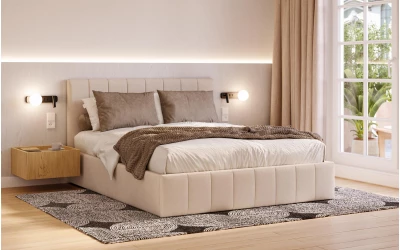 Łóżko tapicerowane beżowe Orion
