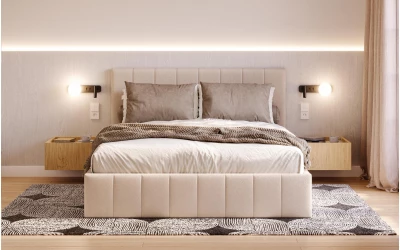 Łóżko tapicerowane beżowe Orion front