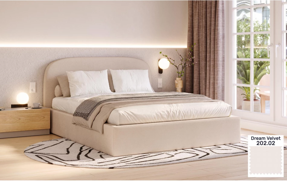 Łóżko tapicerowane beżowe Sirius dream velvet 202 02