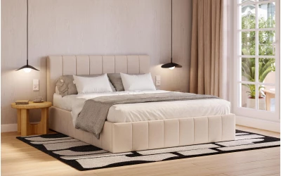 Łóżko tapicerowane beżowe Sol tkanina dream velvet 202.02