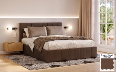Łóżko tapicerowane brązowe Orion tkanina dream velvet