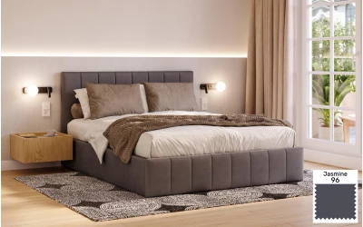 Łóżko tapicerowane szare Orion tkanina jasmine