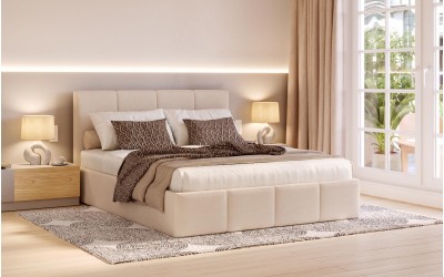 Łóżko do sypialni beżowe Lyra