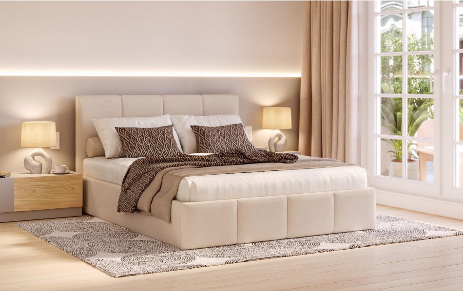 Łóżko do sypialni beżowe Lyra
