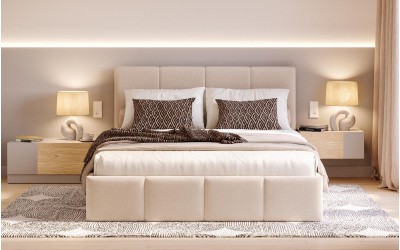 Łóżko do sypialni beżowe Lyra front