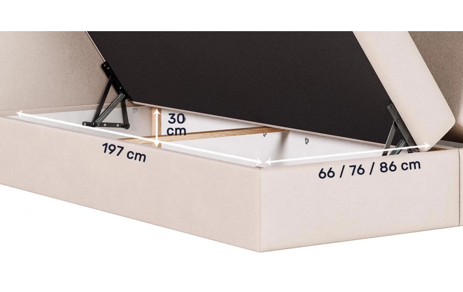 Łóżko tapicerowane kontynentalne Vega wymiary pojemnika na pościel