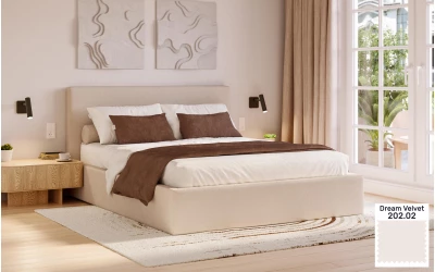 Łóżko tapicerowane beżowe Altair tkanina dream velvet