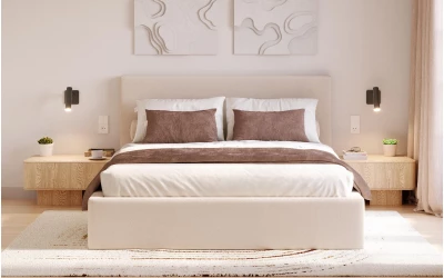 Łóżko tapicerowane beżowe Altair front