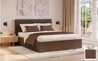 Łóżko tapicerowane brązowe Altair tkanina dream velvet