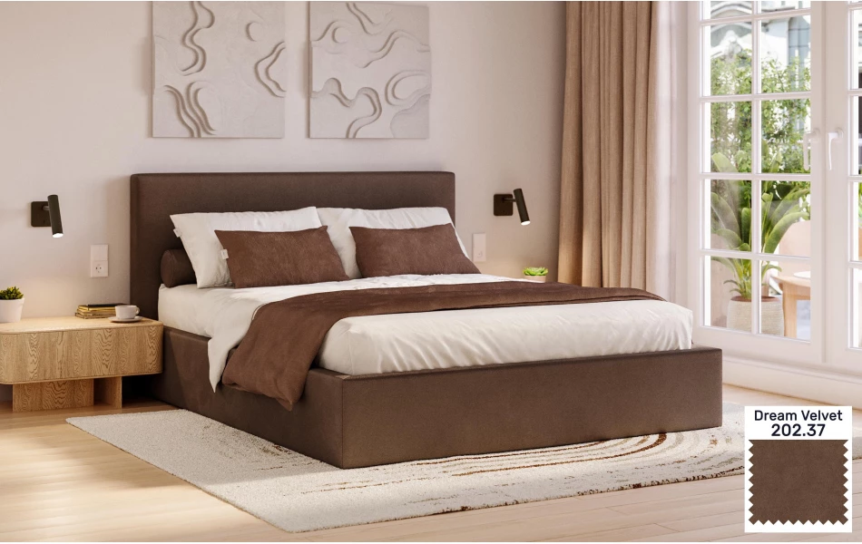 Łóżko tapicerowane brązowe Altair tkanina dream velvet