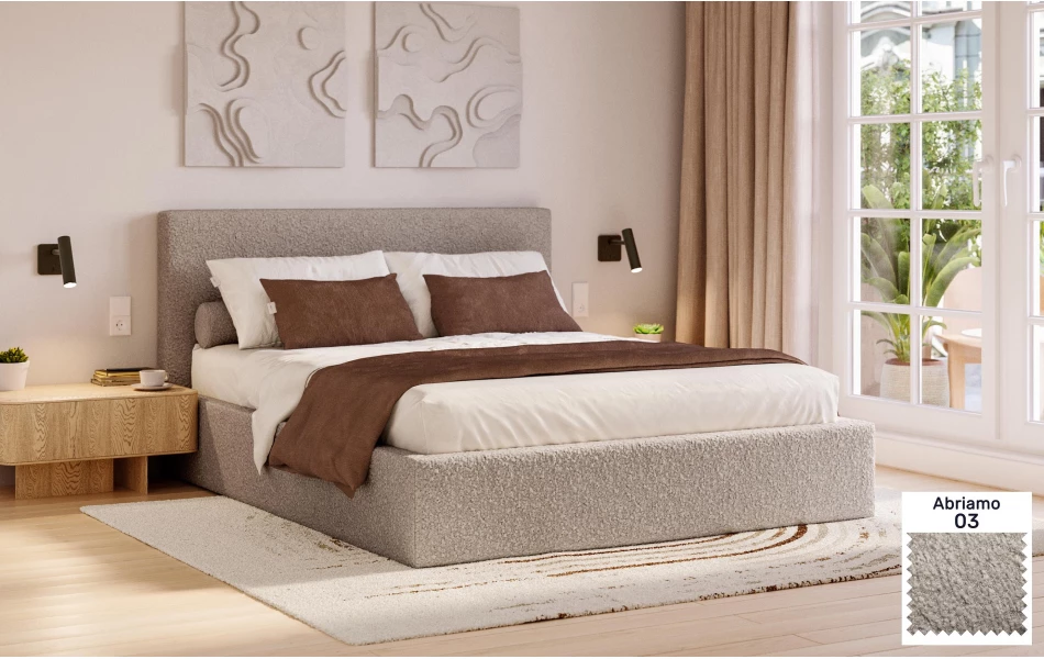 Łóżko tapicerowane szare Altair tkanina abriamo