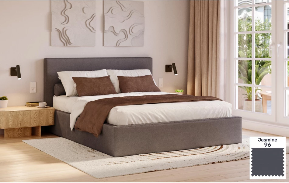 Łóżko tapicerowane grafitowe Altair tkanina jasmine