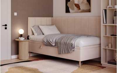 Łóżko jednoosobowe beżowe Atlas