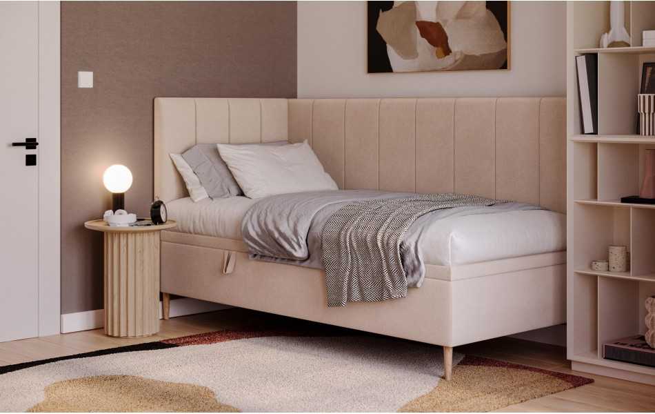 Łóżko jednoosobowe beżowe Atlas