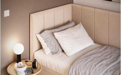 Łóżko jednoosobowe beżowe Atlas detal