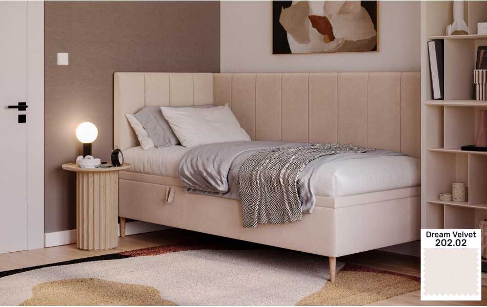 Łóżko jednoosobowe beżowe Atlas dream velvet