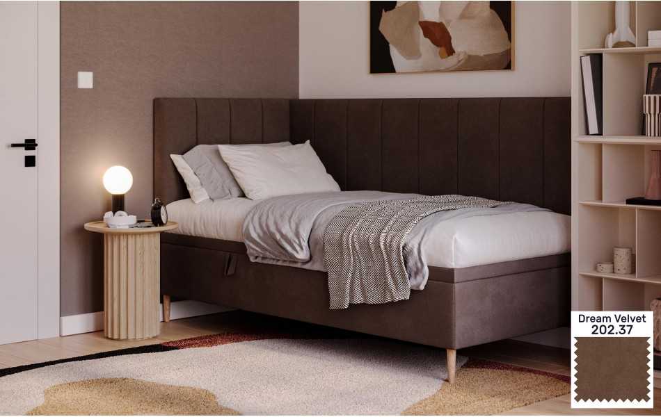 Łóżko jednoosobowe brązowe Atlas dream velvet