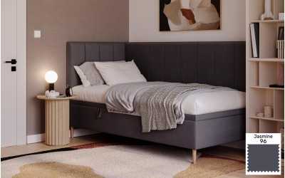 Łóżko jednoosobowe szare Atlas jasmine