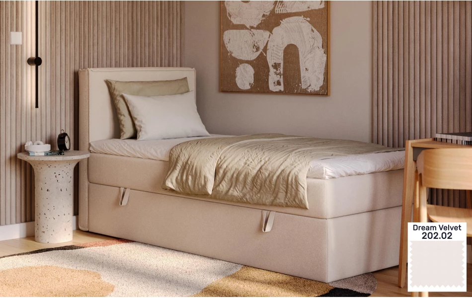 Łóżko jednoosobowe beżowe Celeste