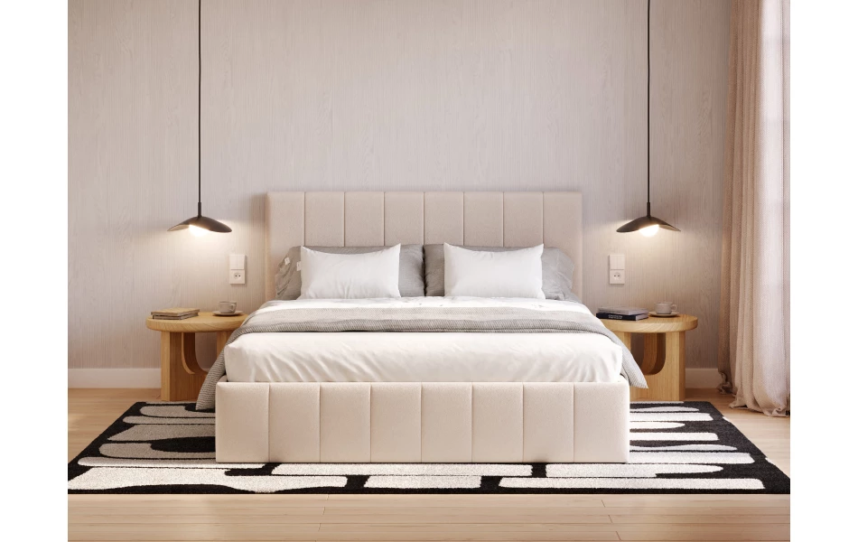 Łóżko tapicerowane SOL beżowe 180cm x 200cm front