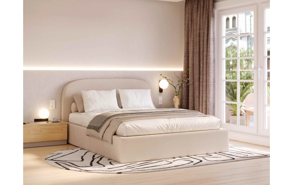 Łóżko tapicerowane beżowe Sirius
