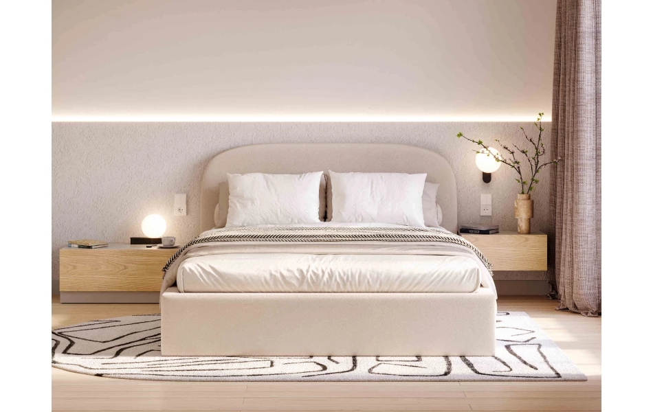 Łóżko tapicerowane beżowe Sirius