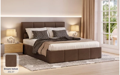 Łóżko do sypialni brązowe Lyra tkanina dream velvet 202.37