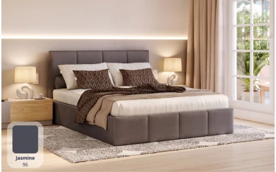 Łóżko do sypialni szare Lyra tkanina jasmine