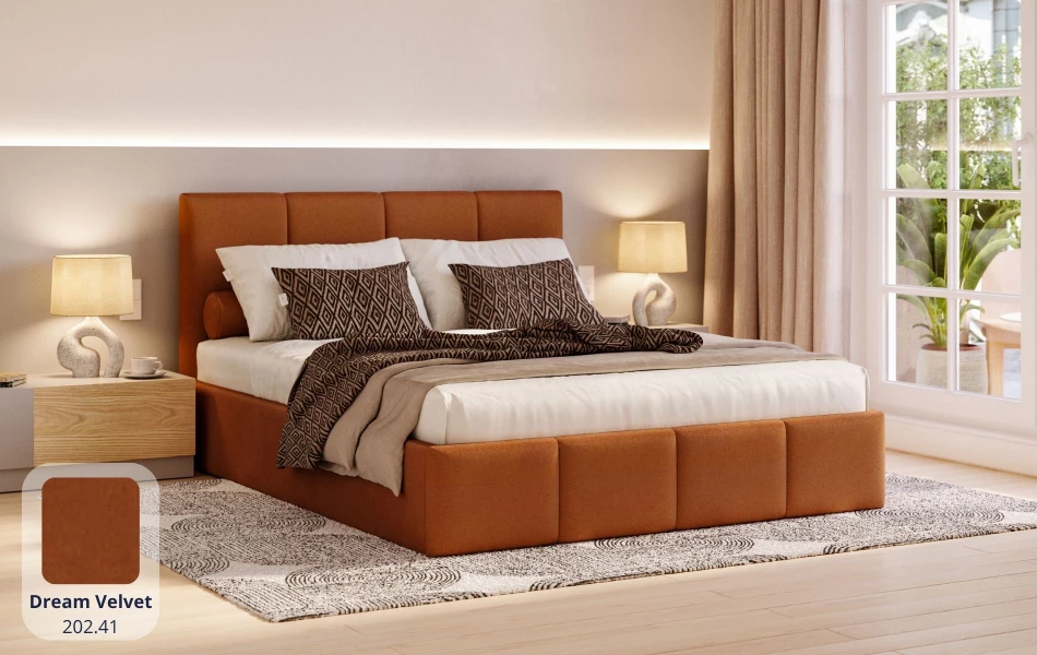 Łóżko do sypialni Lyra tkanina dream velvet 202.41
