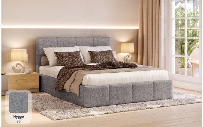 Łóżko do sypialni szare Lyra tkanina hygge 90