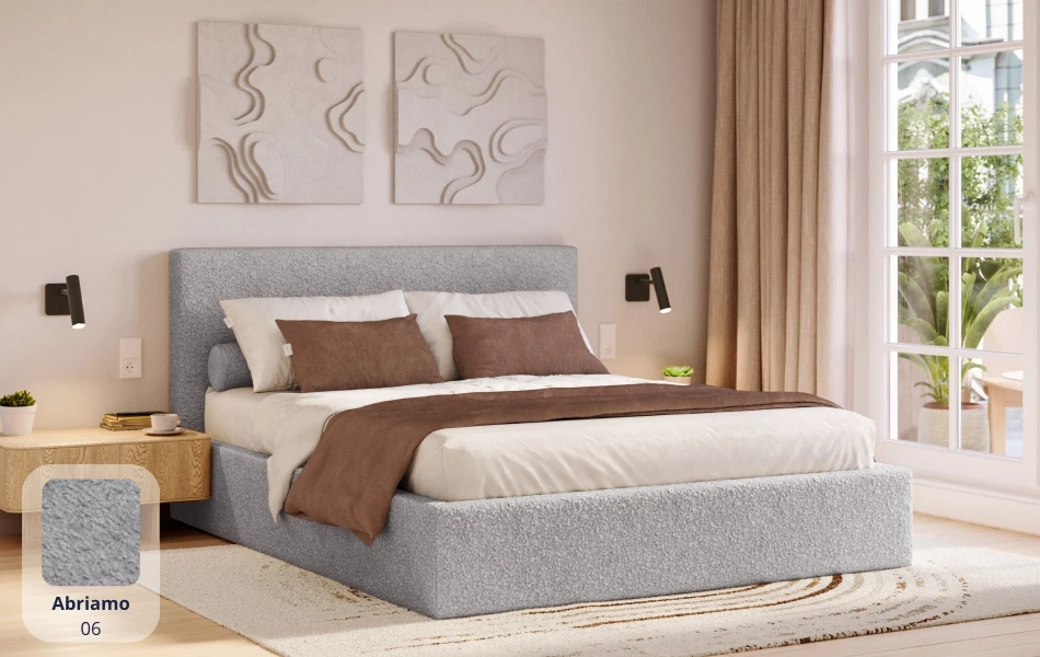 Łóżko do sypialni szare Altair tkanina abriamo 06
