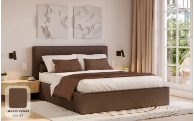 Łóżko do sypialni brązowe Altair tkanina dream velvet 202.37