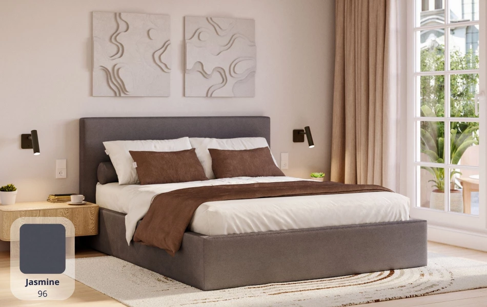 Łóżko do sypialni szare Altair tkanina Jasmine 96