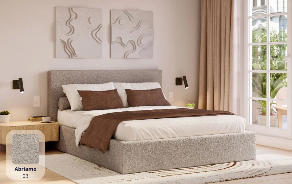 Łóżko do sypialni szare Altair tkanina abriamo 03