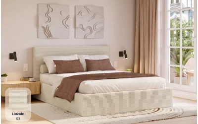 Łóżko do sypialni beżowe Altair tkanina lincoln 03