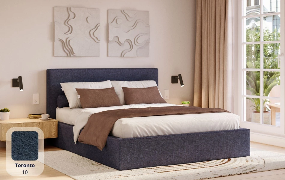 Łóżko do sypialni granatowe Altair tkanina toronto 10