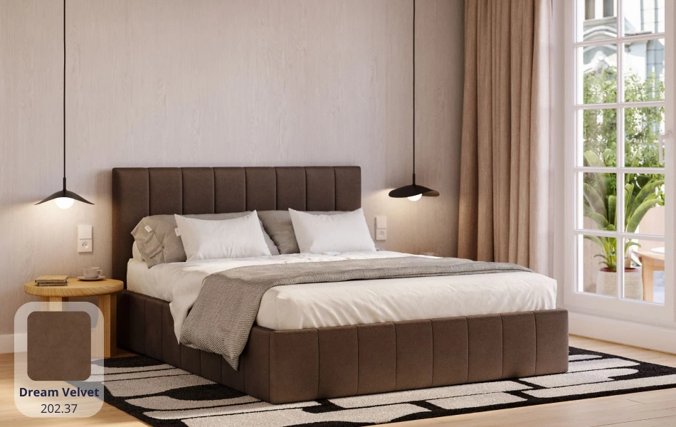 Łóżko tapicerowane brązowe Sol