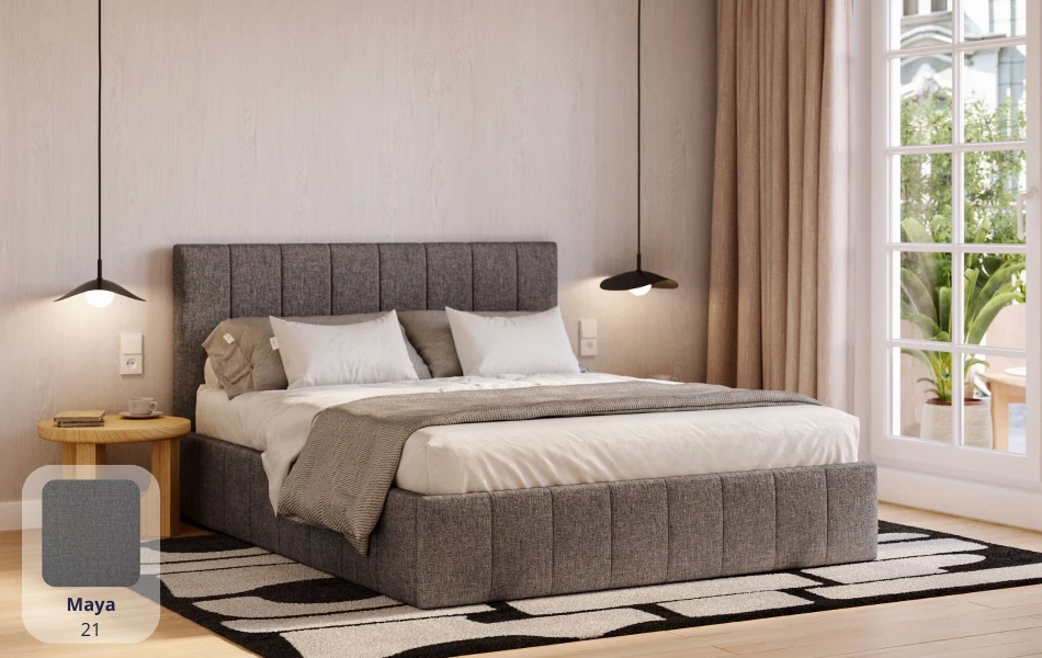 Łóżko tapicerowane Sol szare tkanina maya 21