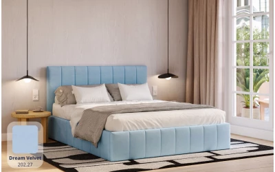 Łóżko tapicerowane niebieskie Sol