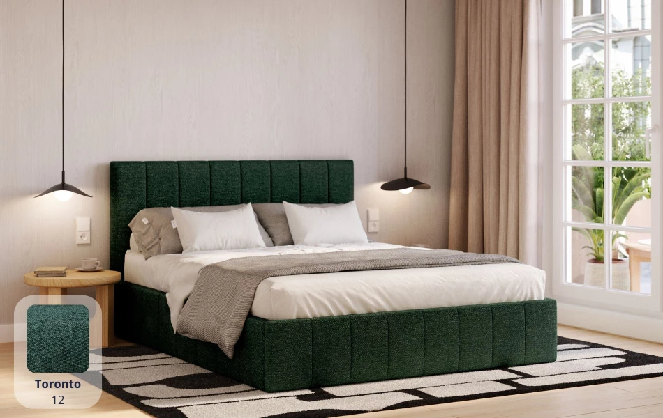 Łóżko tapicerowane ciemne Sol