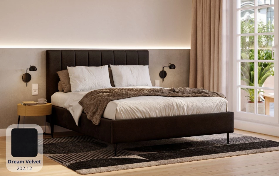 Łóżko na nóżkach ciemne Andromeda