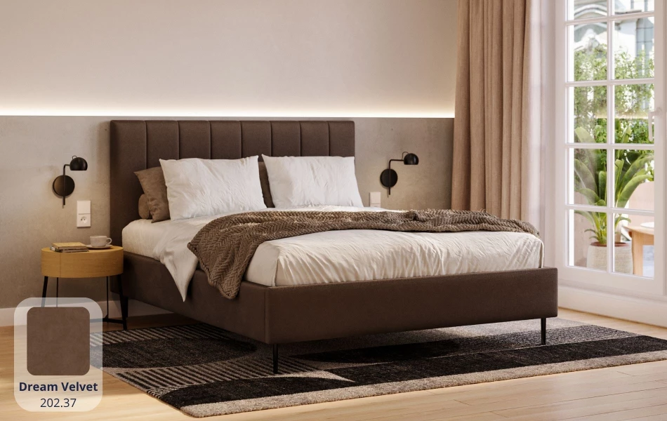 Łóżko na nóżkach brązowe Andromeda