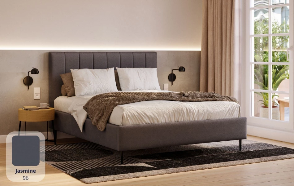 Łóżko na nóżkach szare Andromeda