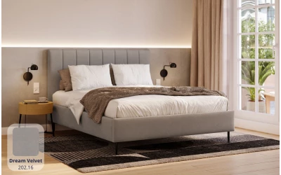 Łóżko na nóżkach szare Andromeda tkanina dream velvet 202.16