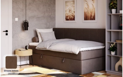 Łóżko pojedyncze brązowe Vesta tkanina dream velvet 202.37